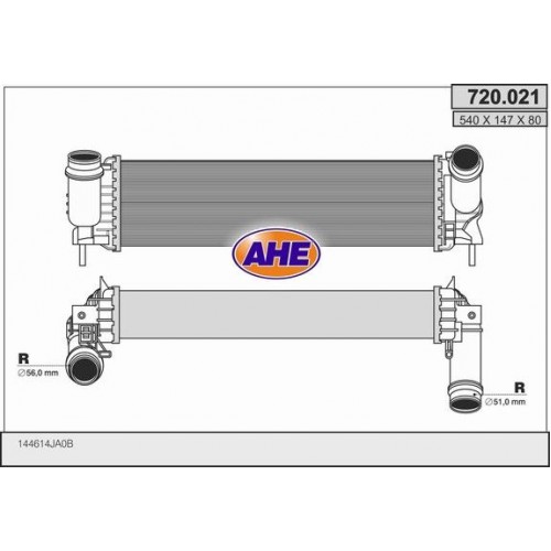 ΨΥΓΕΙΟ INTERCOOLER 2.3 DCI ΠΕΤΡΕΛΑΙΟ (540x150x80) ΚΟΛΑΡΑ Φ 56/51 NISSAN NP300 NAVARA 2015 - 584106210