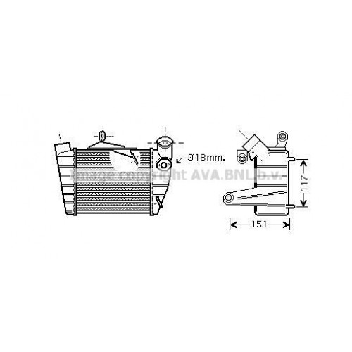 ΨΥΓΕΙΟ INTERCOOLER 1.9 Tdi ΠΕΤΡΕΛΑΙΟ (183x161x85) (ΜΕ ΤΡΥΠΑ ΓΙΑ ΑΙΣΘΗΤΗΡΑ 18mm) SEAT IBIZA 2002 - 2006 ( 6LZ ) 025306230