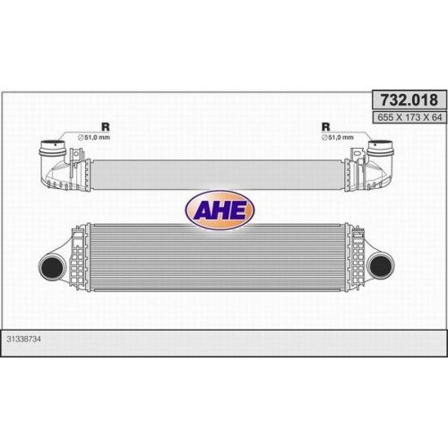 ΨΥΓΕΙΟ INTERCOOLER 2.0 T2/T3/T4/T5 PETROL - 2.0 D4 ΠΕΤΡΕΛΑΙΟ (665x173x64) VOLVO V40 2013 - 858006210