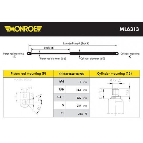 Αμορτισέρ Καπό MERCEDES GL CLASS 2006 - 2009 ( X164 ) 527108202