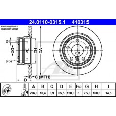 Δισκόπλακες BMW 3 Series 2005 - 2011 ( E90/1/2/3 ) ATE 24.0110-0315.1