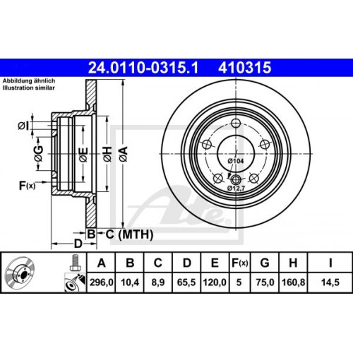 Δισκόπλακες BMW 3 Series 2005 - 2011 ( E90/1/2/3 ) ATE 24.0110-0315.1