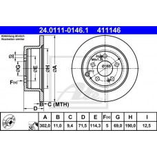 Δισκόπλακες HYUNDAI SANTA FE 2007 - 2010 ( CM ) ATE 24.0111-0146.1