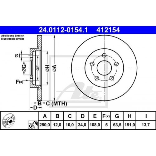 Δισκόπλακες FORD MONDEO 2000 - 2003 ( Mk3a ) ATE 24.0112-0154.1