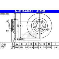 Δισκόπλακες PEUGEOT 407 2004 - 2008 ( 6D_ ) ATE 24.0112-0162.1