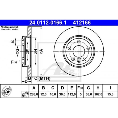 Δισκόπλακες AUDI A4 2005 - 2008 ( 8E )( 8H ) ATE 24.0112-0166.1