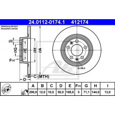 Δισκόπλακες PEUGEOT 407 2004 - 2008 ( 6D_ ) ATE 24.0112-0174.1