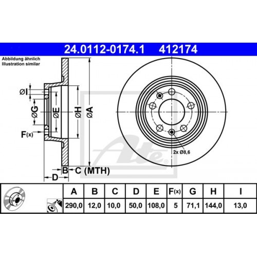 Δισκόπλακες PEUGEOT 407 2004 - 2008 ( 6D_ ) ATE 24.0112-0174.1 Δισκόπλακες PEUGEOT 407 2004 - 2008 ( 6D_ ) ATE 24.0112-0174.1