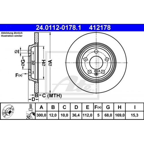 Δισκόπλακες AUDI A4 2008 - 2011 ( 8K ) ATE 24.0112-0178.1