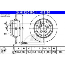 Δισκόπλακες VOLVO S80 2010 - 2014 ATE 24.0112-0180.1