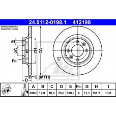 Δισκόπλακες PEUGEOT 308 2008 - 2012 ATE 24.0112-0198.1