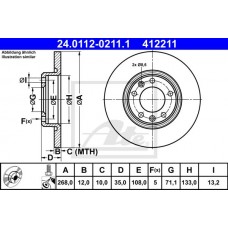 Δισκόπλακες PEUGEOT 3008 2009 - 2013 ATE 24.0112-0211.1