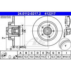 Δισκόπλακες OPEL VIVARO 2014 - ( B ) ATE 24.0112-0217.2