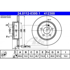 Δισκόπλακες MERCEDES C CLASS 2015 - ( W205 ) ATE 24.0112-0300.1
