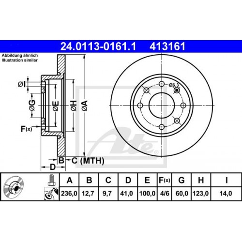 Δισκόπλακες OPEL KADETT 1984 - 1994 ( E ) ATE 24.0113-0161.1