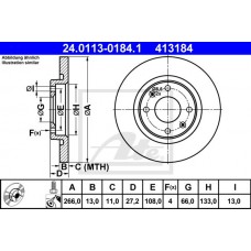 Δισκόπλακες PEUGEOT PARTNER Combispace 1996 - 2002 ATE 24.0113-0184.1
