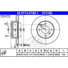 Δισκόπλακες MITSUBISHI LANCER 1992 - 1995 ( CB ) ATE 24.0113-0186.1