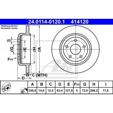 Δισκόπλακες JEEP GRAND CHEROKEE 2011 - 2014 ATE 24.0114-0120.1