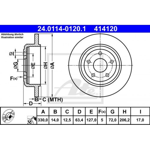 Δισκόπλακες JEEP GRAND CHEROKEE 2011 - 2014 ATE 24.0114-0120.1