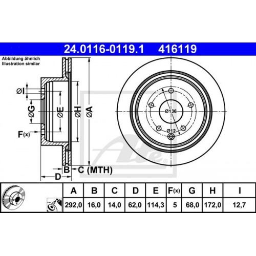 Δισκόπλακες NISSAN XTRAIL 2001 - 2005 ( T30 ) ATE 24.0116-0119.1