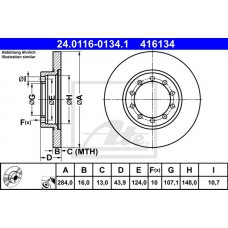 Δισκόπλακες FORD TRANSIT 2006 - 2012 ATE 24.0116-0134.1