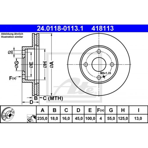 Δισκόπλακες MAZDA 121 1990 - 1996 ( DB ) ATE 24.0118-0113.1