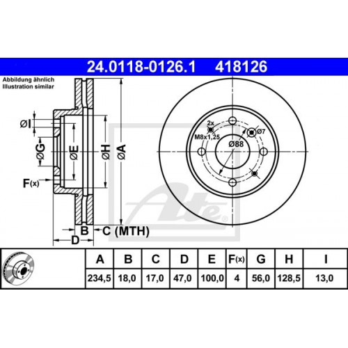 Δισκόπλακες DAIHATSU CHARADE 1991 - 1994 ( III ) ATE 24.0118-0126.1