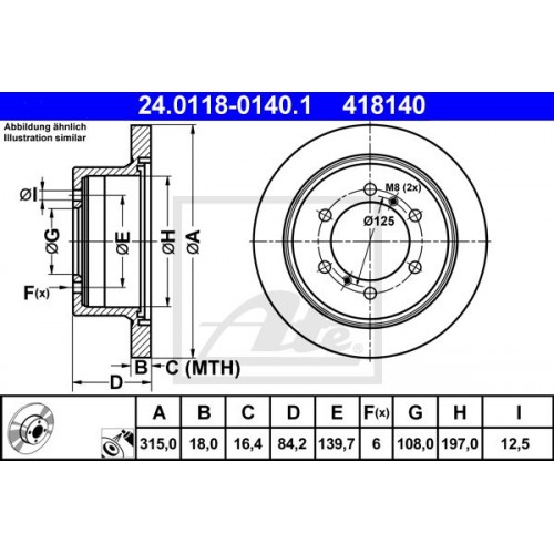 Δισκόπλακες MITSUBISHI PAJERO 2000 - 2002 ATE 24.0118-0140.1