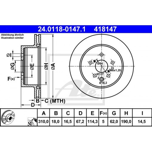 Δισκόπλακες LEXUS GS 2005 - 2007 ( S190 ) ATE 24.0118-0147.1 Δισκόπλακες LEXUS GS 2005 - 2007 ( S190 ) ATE 24.0118-0147.1