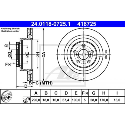Δισκόπλακες SUBARU IMPREZA 2001 - 2004 ATE 24.0118-0725.1