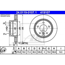 Δισκόπλακες BMW 3 Series 2003 - 2005 ( E46 F/L ) ATE 24.0119-0107.1