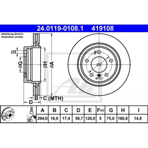 Δισκόπλακες BMW 3 Series 2003 - 2005 ( E46 F/L ) ATE 24.0119-0108.1