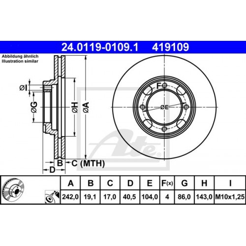 Δισκόπλακες HYUNDAI ACCENT 1994 - 1997 ( UA ) ( X3 ) ATE 24.0119-0109.1
