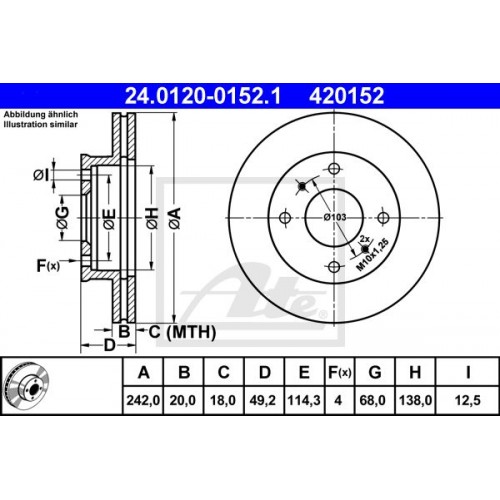 Δισκόπλακες NISSAN PRIMERA 1990 - 1993 ( P10 ) ATE 24.0120-0152.1 Δισκόπλακες NISSAN PRIMERA 1990 - 1993 ( P10 ) ATE 24.0120-0152.1