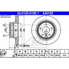 Δισκόπλακες BMW 3 Series 2005 - 2011 ( E90/1/2/3 ) ATE 24.0120-0195.1