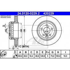 Δισκόπλακες BMW 5 Series 2010 - 2014 (F10) (F11) ATE 24.0120-0229.2