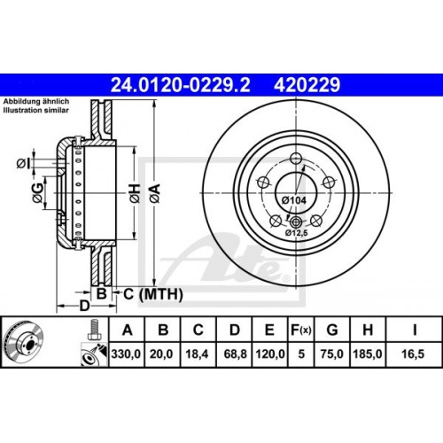 Δισκόπλακες BMW 5 Series 2010 - 2014 (F10) (F11) ATE 24.0120-0229.2