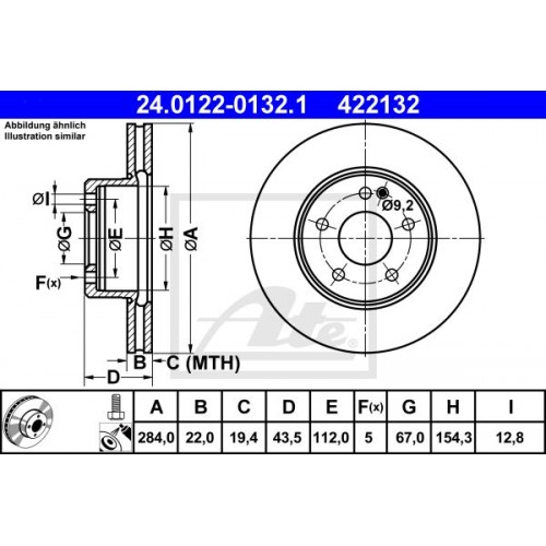 Δισκόπλακες MERCEDES C CLASS 1993 - 1995 ( W202 ) ATE 24.0122-0132.1