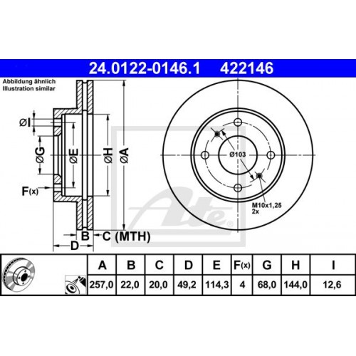 Δισκόπλακες NISSAN ALMERA 2000 - 2002 ( N16 ) ATE 24.0122-0146.1