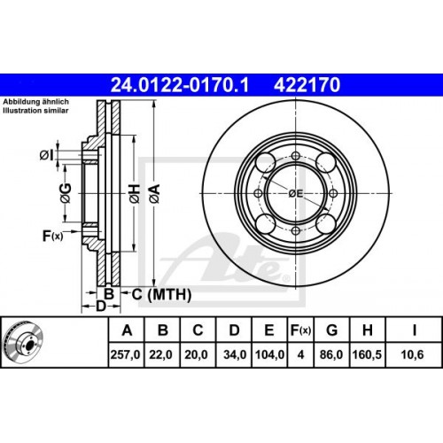Δισκόπλακες HYUNDAI COUPE 1999 - 2001 ( RD ) ATE 24.0122-0170.1