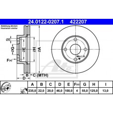 Δισκόπλακες MAZDA 323 2001 - 2003 ( BJ ) ATE 24.0122-0207.1