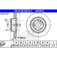 Δισκόπλακες VW PHAETON 2002 - 2010 ATE 24.0122-0214.1