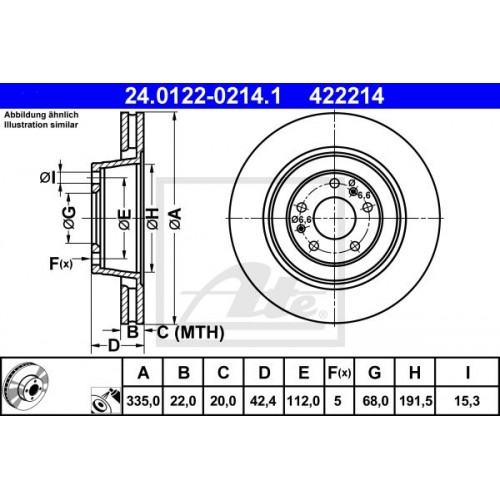 Δισκόπλακες VW PHAETON 2002 - 2010 ATE 24.0122-0214.1