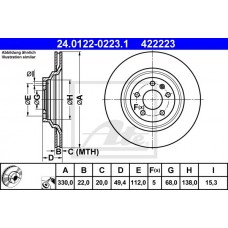 Δισκόπλακες AUDI A6 2004 - 2008 ( 4F ) ATE 24.0122-0223.1