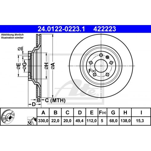 Δισκόπλακες AUDI A6 2004 - 2008 ( 4F ) ATE 24.0122-0223.1