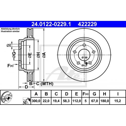 Δισκόπλακες MERCEDES S CLASS 2005 - 2009 ( W221 ) ATE 24.0122-0229.1