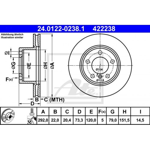 Δισκόπλακες BMW 3 Series 2005 - 2011 ( E90/1/2/3 ) ATE 24.0122-0238.1
