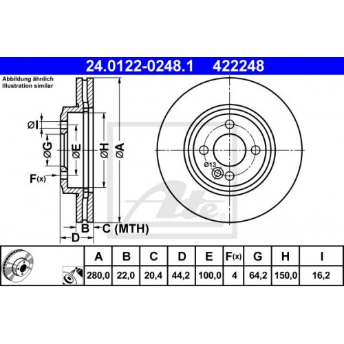 Δισκόπλακες MINI COOPER 2006 - 2011 ATE 24.0122-0248.1