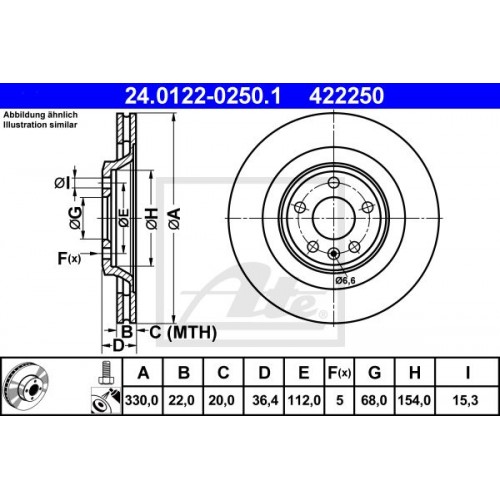 Δισκόπλακες AUDI A4 2008 - 2011 ( 8K ) ATE 24.0122-0250.1 Δισκόπλακες AUDI A4 2008 - 2011 ( 8K ) ATE 24.0122-0250.1