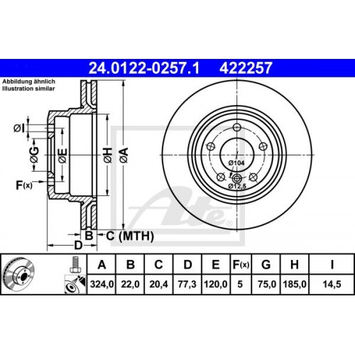 Δισκόπλακες BMW 1 Series 2007 - 2012 ATE 24.0122-0257.1 Δισκόπλακες BMW 1 Series 2007 - 2012 ATE 24.0122-0257.1